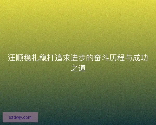 汪顺稳扎稳打追求进步的奋斗历程与成功之道