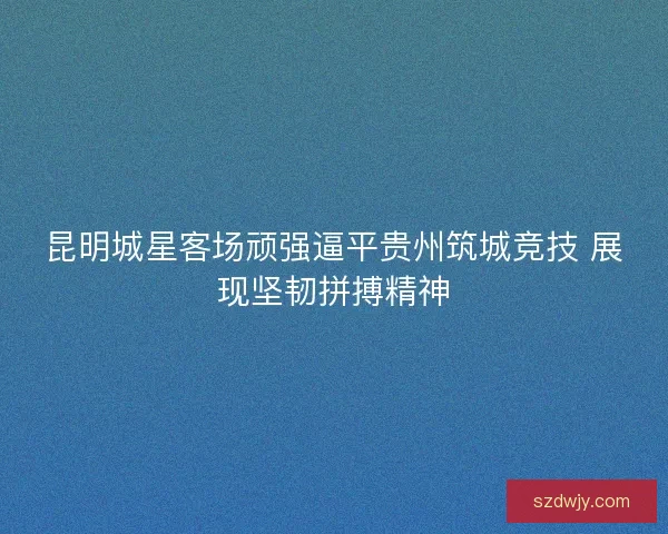 昆明城星客场顽强逼平贵州筑城竞技 展现坚韧拼搏精神